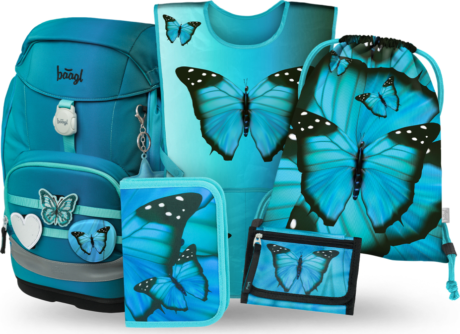 Levně BAAGL SET 5 Airy Plus Butterfly: batoh, penál, sáček, zástěra, peněženka