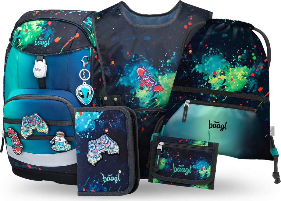 Levně BAAGL SET 5 Airy Plus Chill: batoh, penál, sáček, zástěra, peněženka