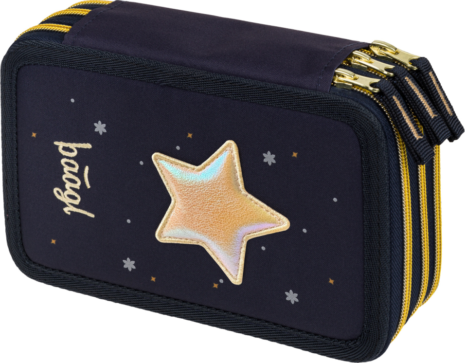 BAAGL Školní penál třípatrový Unicorn Gold