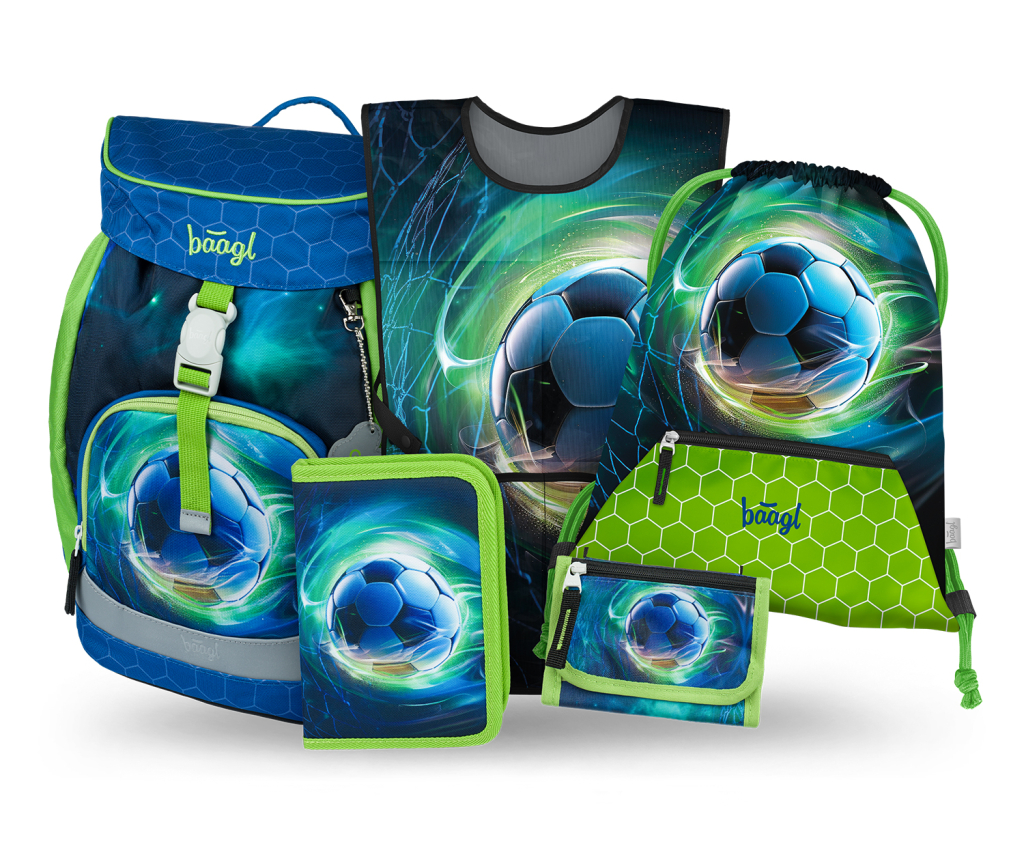 Levně BAAGL SET 5 Airy Fotbal Míč: batoh, penál, sáček, zástěra, peněženka