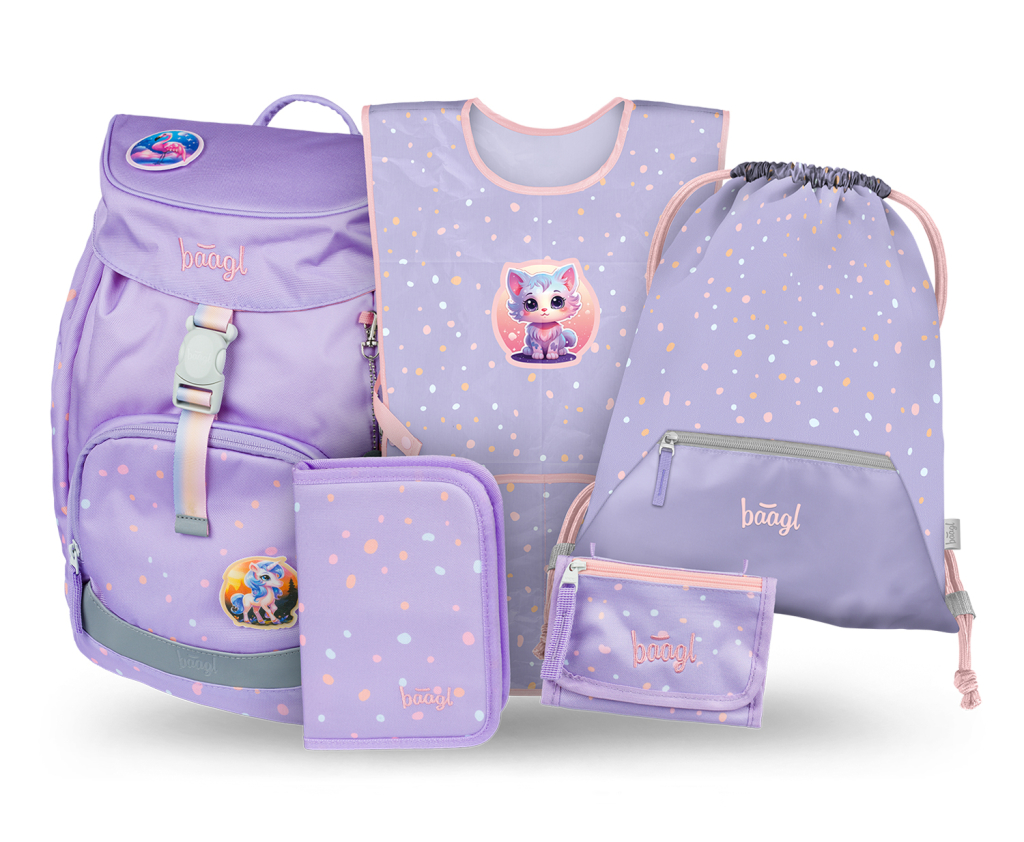 Levně BAAGL SET 5 Airy Mazlíčci: batoh, penál, sáček, zástěra, peněženka