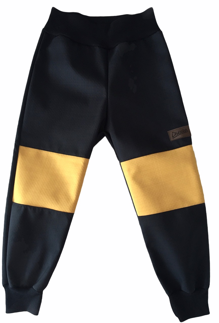 Drexiss Softshellové kalhoty jaro/podzim BLACK-MUSTARD Velikost: 80-86