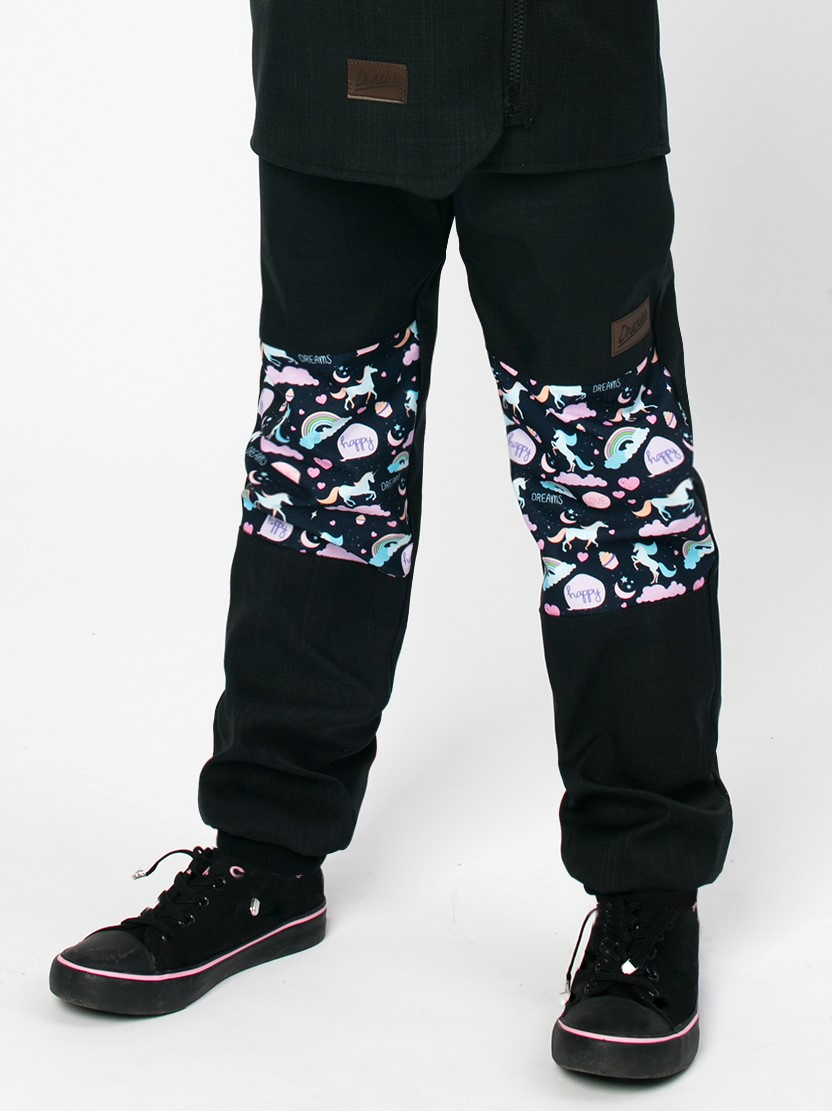 Drexiss Softshellové kalhoty jaro/podzim BLACK-MOON UNICORNS Velikost: 104
