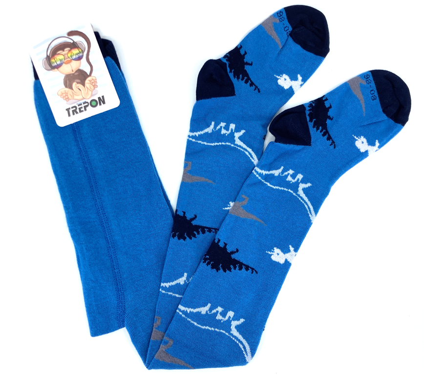 Bavlněné punčocháče TREPON DINOSAURUS Petrolejové Velikost: 98-104