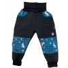 softshellové zateplené kalhoty vyrobeniny modré se zvířátky