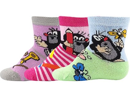 3PACK Ponožky Boma Krtko - mix 1 holka (Veľkosť 14-17 (9-11))