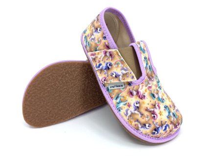 Barefoot papuče Pegres BF01 Jednorožce zlaté