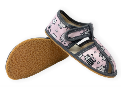 barefoot papuče Baby bare Pink cat