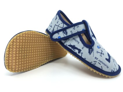 Beda barefoot papuče šedé lietadlá (BF 060010W)