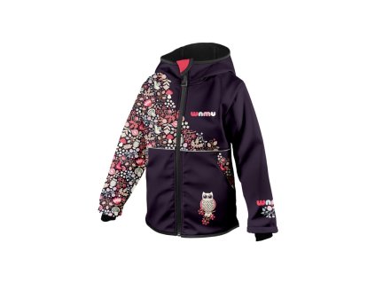 wamu softshellova bunda detska sova fialova