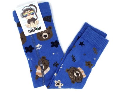 Detské bavlnené legíny TREPON MEDVED Stredne modrá
