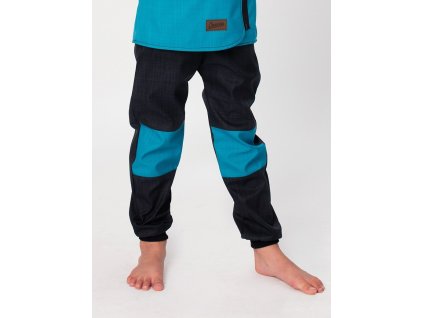 detské softshell nohavice drexiss black petrol