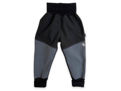 Vyrobeniny Detské softshellové nohavice s fleecom čierna-šedá