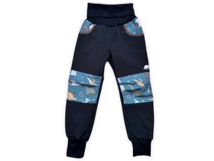 Vyrobeniny Detské softshellové nohavice s fleecom Dinosaury