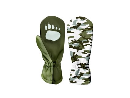 wamu detské softshellove rukavice maskac khaki 2