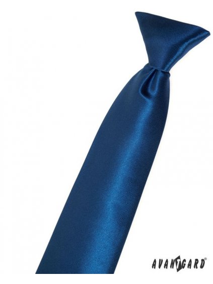 Zářivě modrá lesklá dětská kravata na gumičku