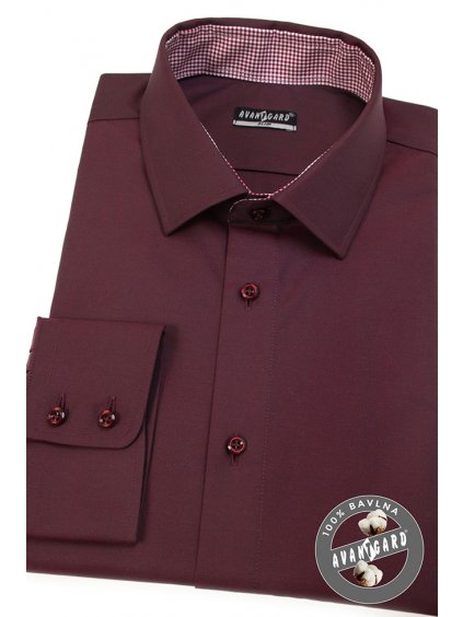 22895 1 bordo panska slim fit kosile dl rukav 109 21113