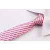 Růžová slim kravata se stříbrnými proužky