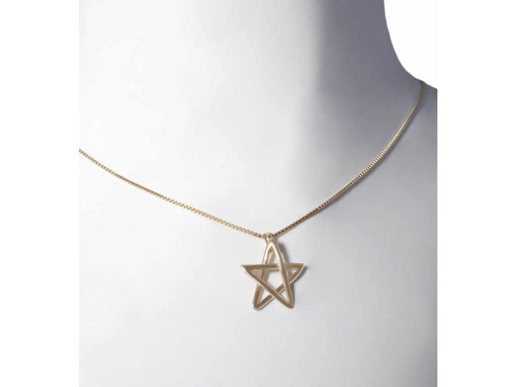Dámský zlatý náhrdelník Pentagram