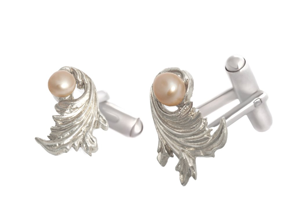 Uni cufflinks Baroque silver with pearl
