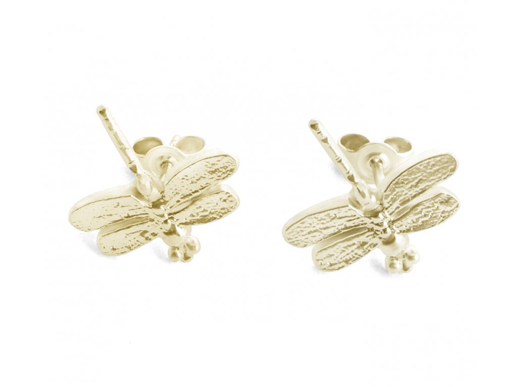 Dámské zlaté mini náušnice Vážky pecky