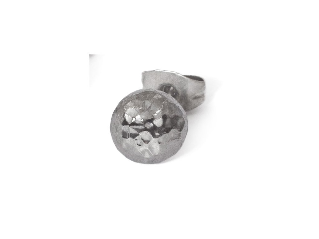One silver dark hammered earring