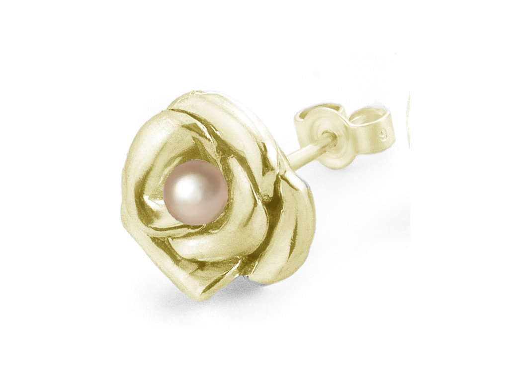One gold earring Rosa with pearl