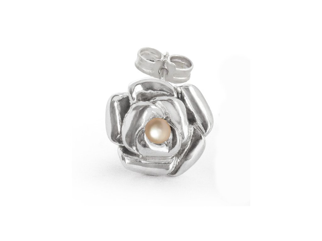 One smaller silver earring Rosa with pearl