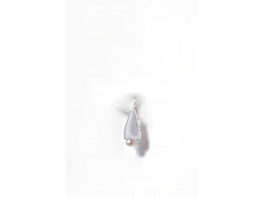 Dámské stříbrné visací náušnice Delf s perlou (Barva perly Tmavá)