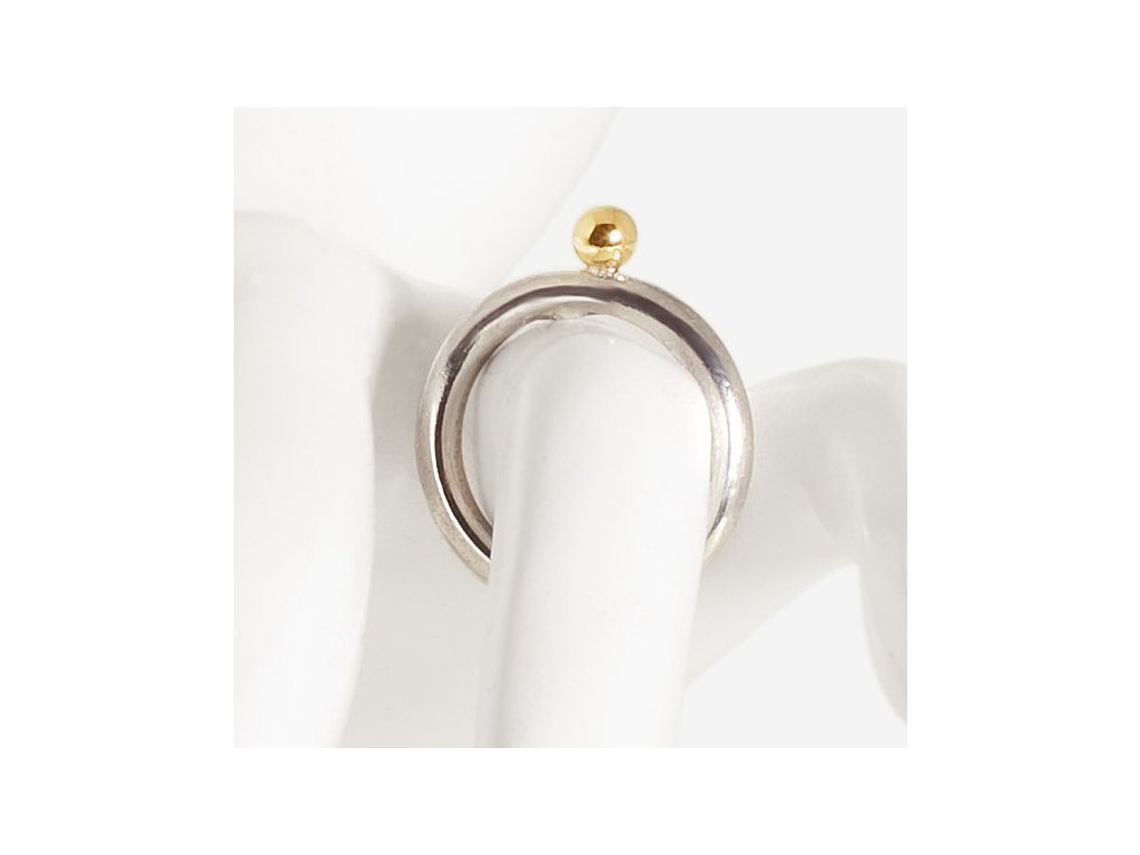 Dámský stříbrný minimalistický prsten Golden se zlatem (Velikost prstenu 76 (24,3mm))
