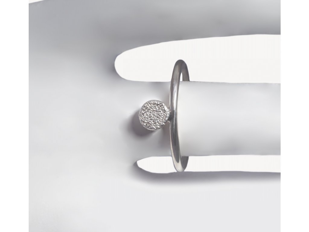 Dámský stříbrný minimalistický prsten Luna se stříbrnou placičkou (Velikost prstenu 76 (24,3mm))