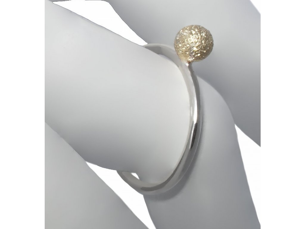 Dámský stříbrný minimalistický prsten Luna se zlatou kuličkou (Velikost prstenu 76 (24,3mm))