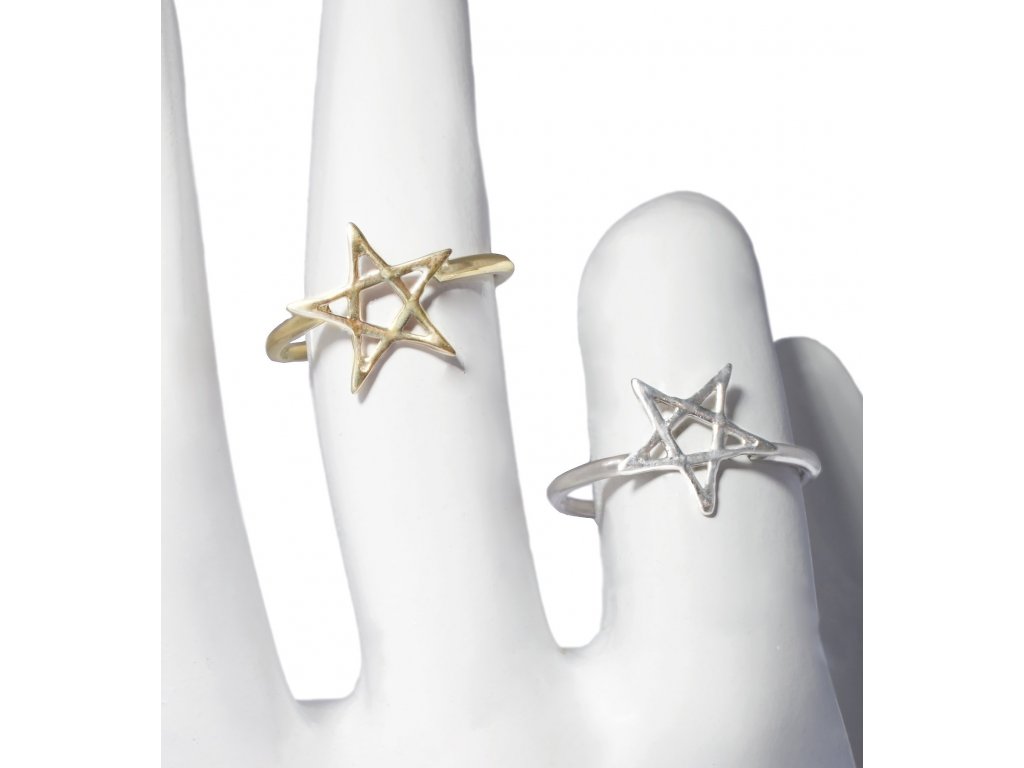 Dámský stříbrný prsten Pentagram (Velikost prstenu 76 (24,3mm))