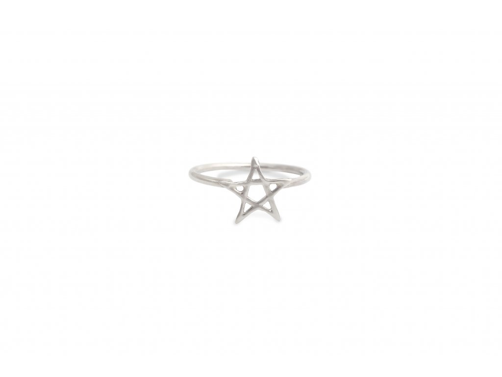 Dámský stříbrný prsten Pentagram