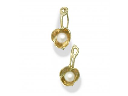 Children's gold earrings Bowpearls with a yellow gold pearl