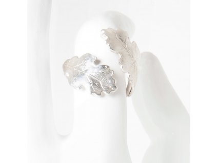 Dvojitý dámský stříbrný prsten Oak s listy
