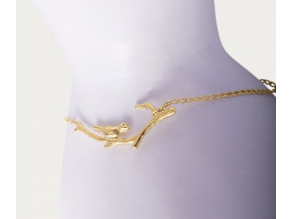 Gold-plated women's bracelet Bird with a bird made of silver