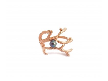 Solid gold-plated Berries ring for women made of silver with a pearl