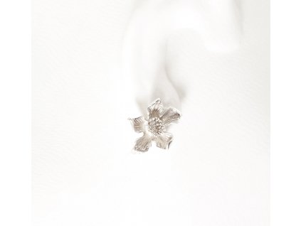 Silver women's earrings Sakura with a stone flower