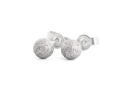 Silver minimalist Luna stud earrings with a silver ball
