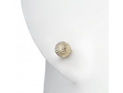 Silver minimalist Luna stud earrings with a gold ball