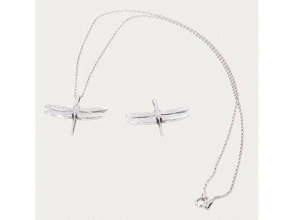 Silver women's dragonfly necklace