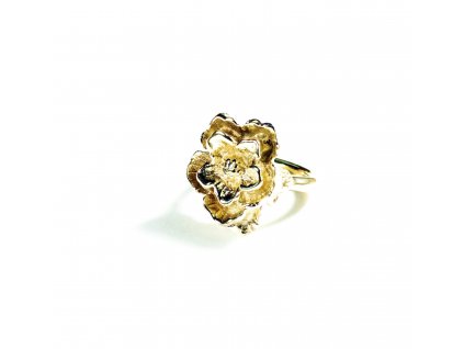 Gold women's ring Pulsatilla with flower