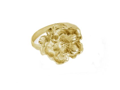 Gold women's ring Pulsatilla with flower