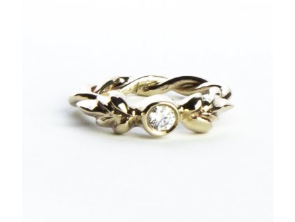 Zlatý dámský zásnubní prsten réva s diamantem (Velikost prstenu 76 (24,3mm))