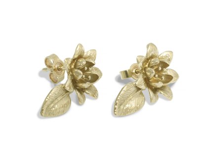 Women's gold earrings Sakura flower