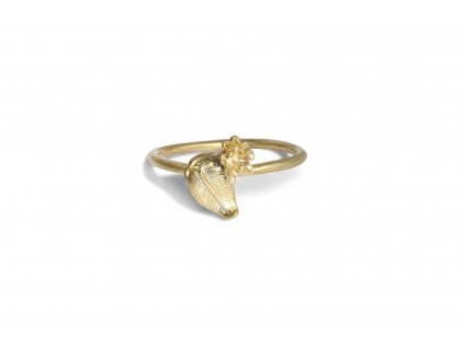 Dámský zlatý mini prsten s květinou Sakura
