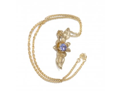 Women's gold necklace Sakura with Tanzanite