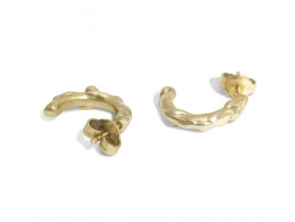 Women's gold earrings Aqua semicircles
