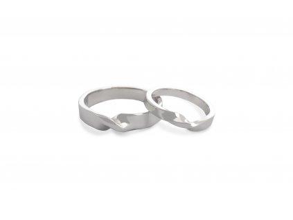 Split silver wedding rings